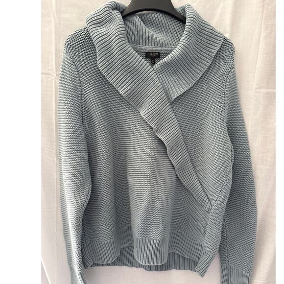 Talbots Sweaters - Talbots Woman Blue Colored Cotton Chunky Knit Shawl Collar Sweater Plus 3X